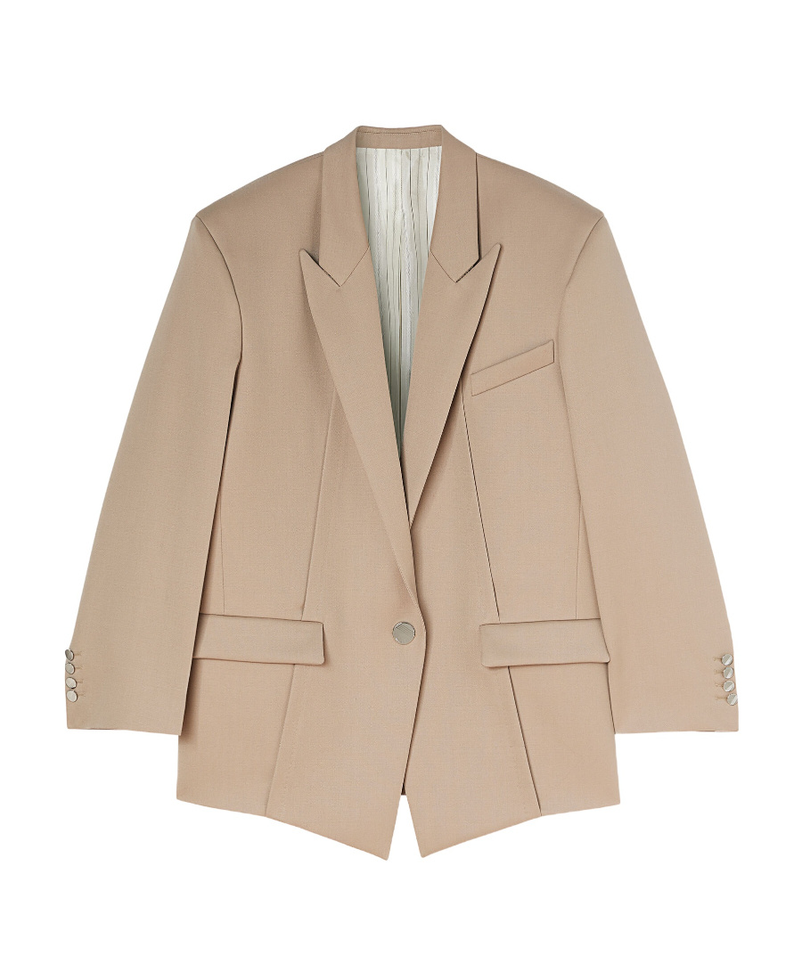 Attico Glen Oversized Single-breasted Blazer In Nude