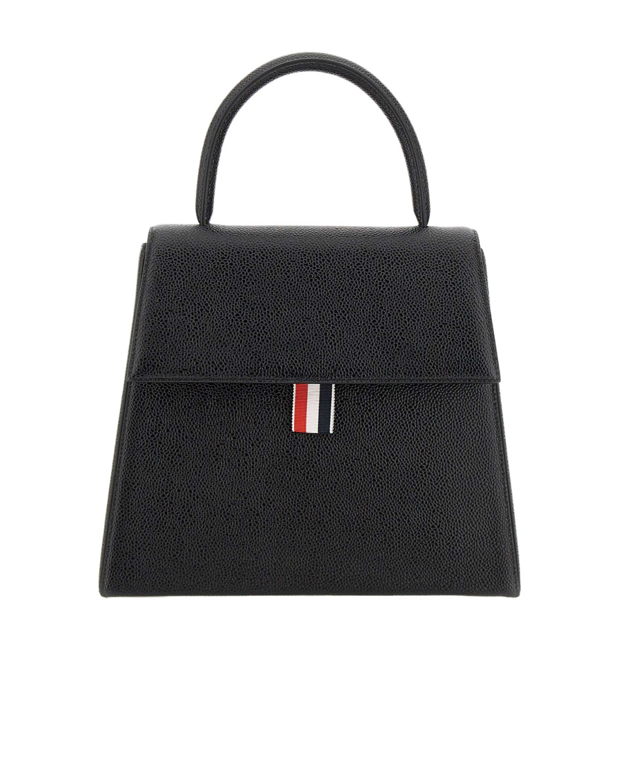 Thom Browne Grained-leather Tote Bag In Black