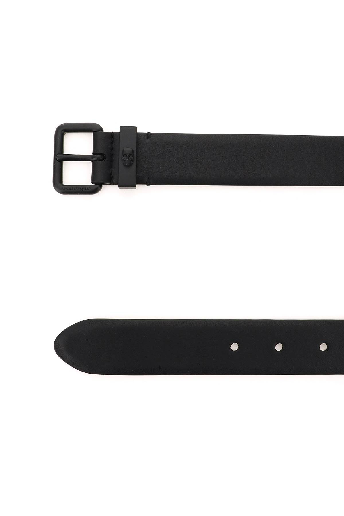 Alexander Mcqueen Skull Leather Buckle Belt In Black