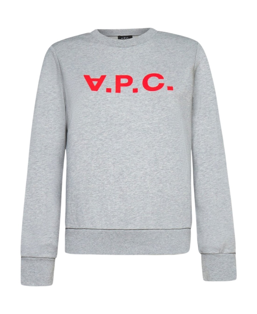 Apc Flocked Logo Organic Cotton Sweatshirt In Gray