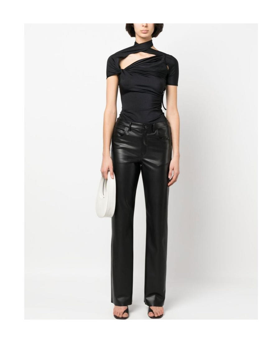 Coperni Asymmetric Draped Jersey Top In Black