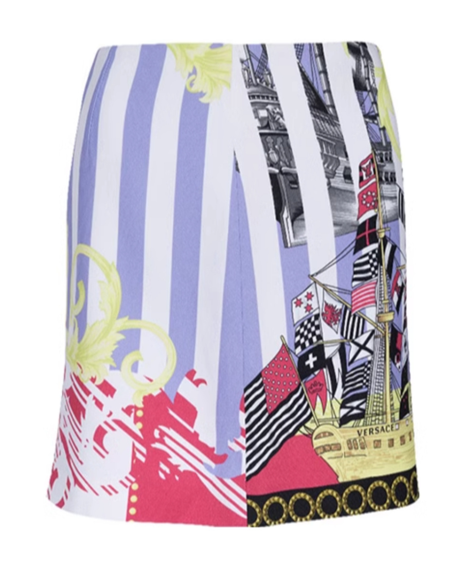 Versace Stripe Print Skirt In Multicolor