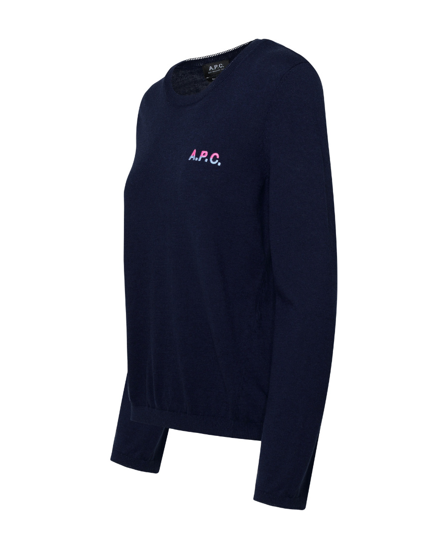 Apc Blue Soft Cotton Sweater In Black