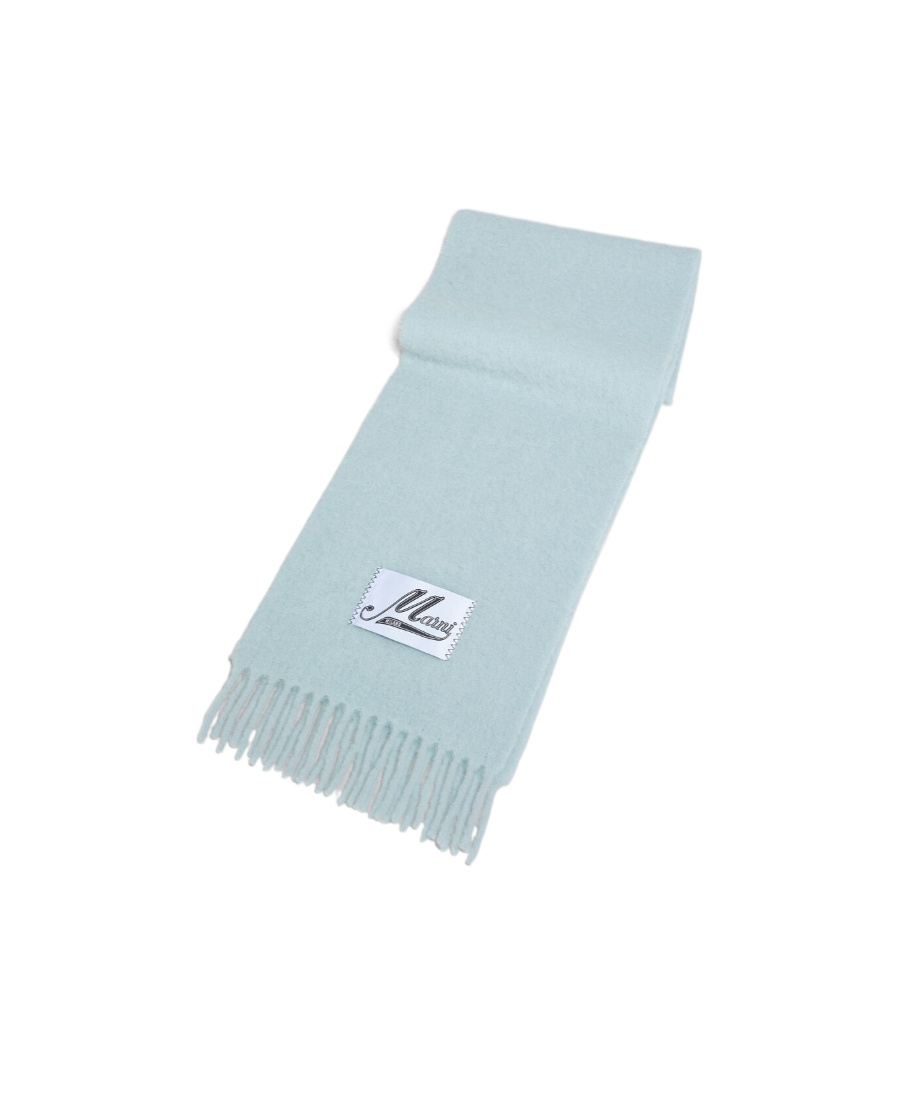 Marni Light Blue Brushed Alpaca Scarf With Fringes In Blue