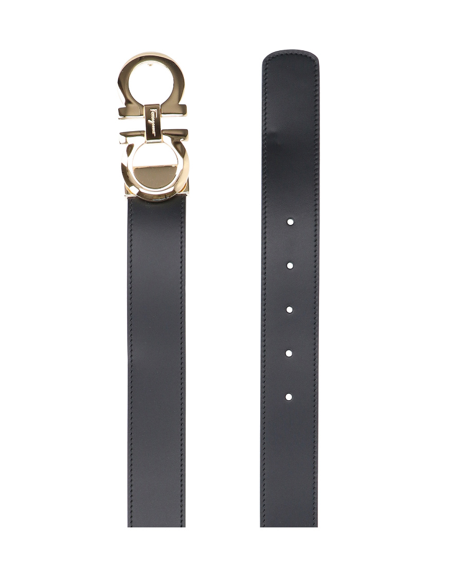 Ferragamo Double Gancio Buckle Belt In Black