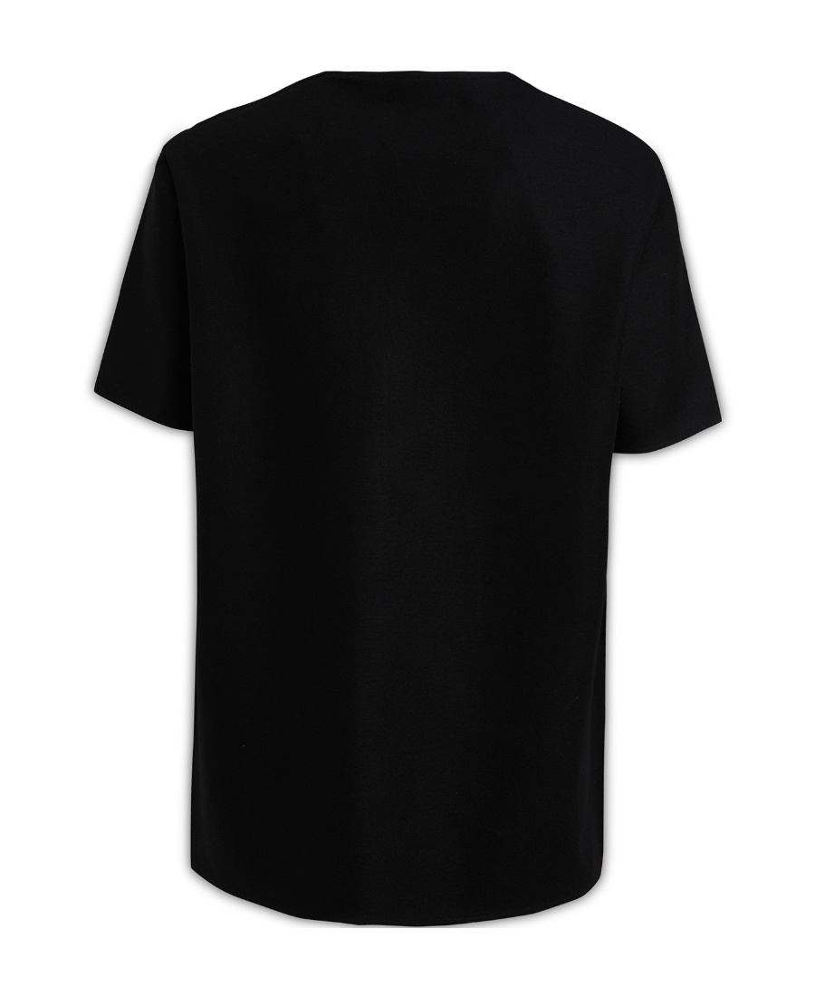 Jil Sander Crewneck Wool T-shirt Flap Pocket In Black