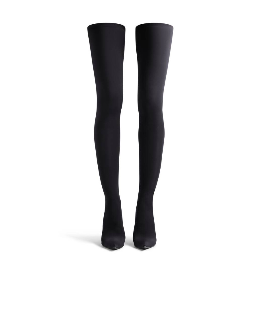 Balenciaga Hourglass Stretch-knit Over-the-knee Boots In Black