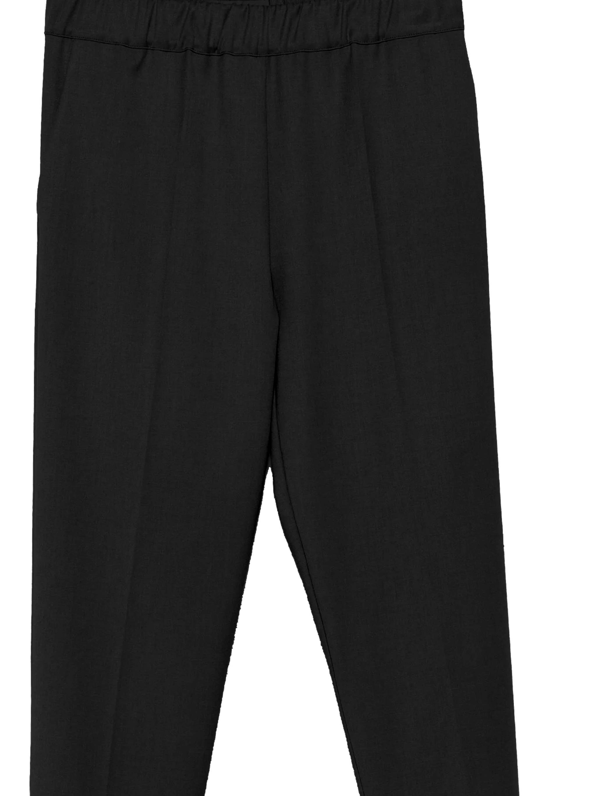 D Exterior Elastic Waist Casual Pants In Black