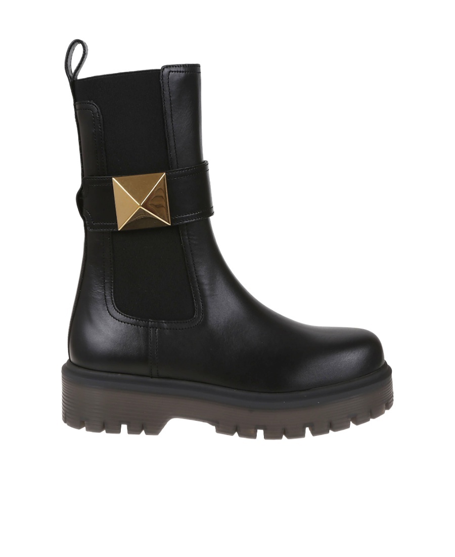 Valentino One Stud Leather Chelsea Boots In Black
