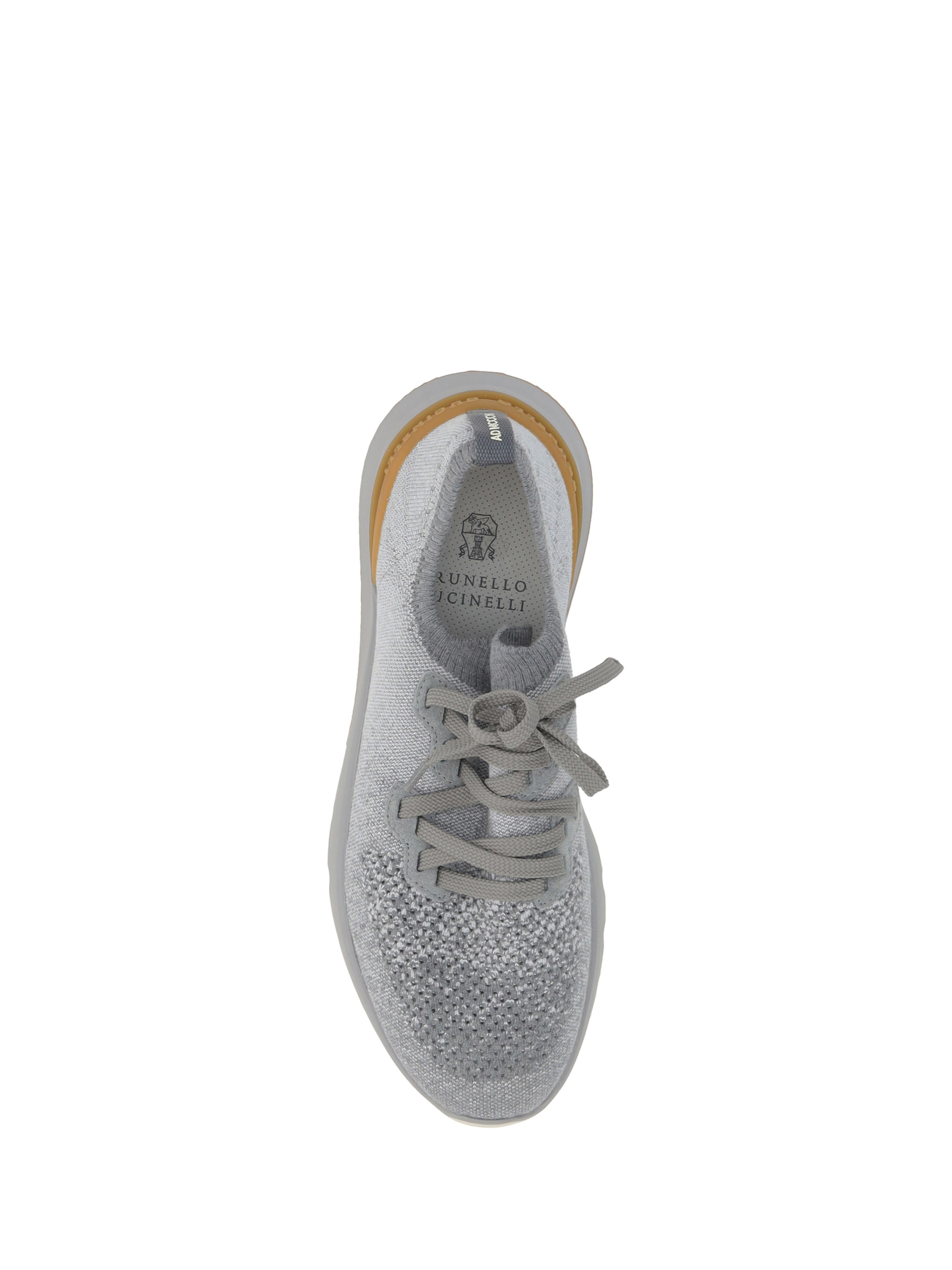 Brunello Cucinelli Knitted Sneakers In Gray