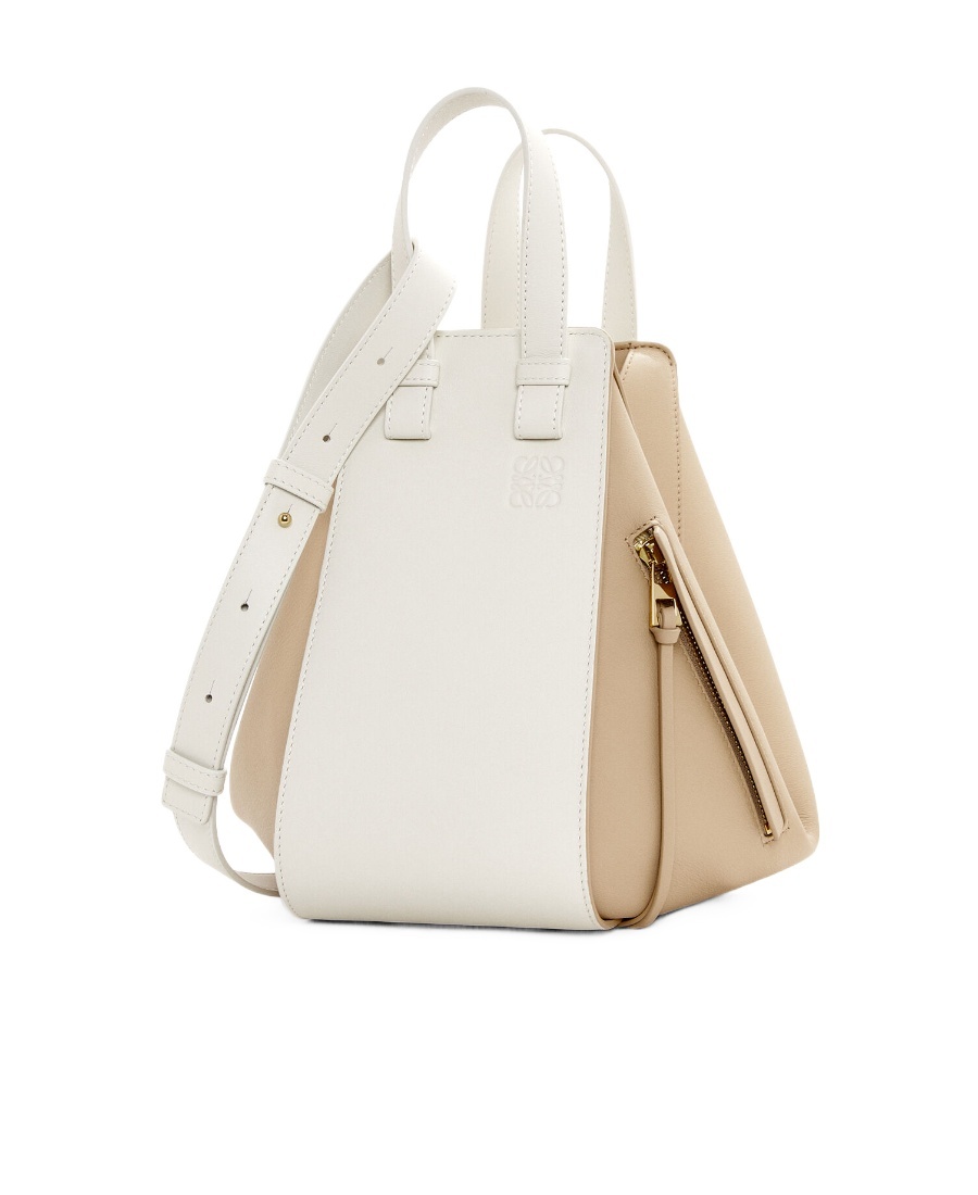 Loewe White And Beige Calfskin Shoulder Bag For Women In White