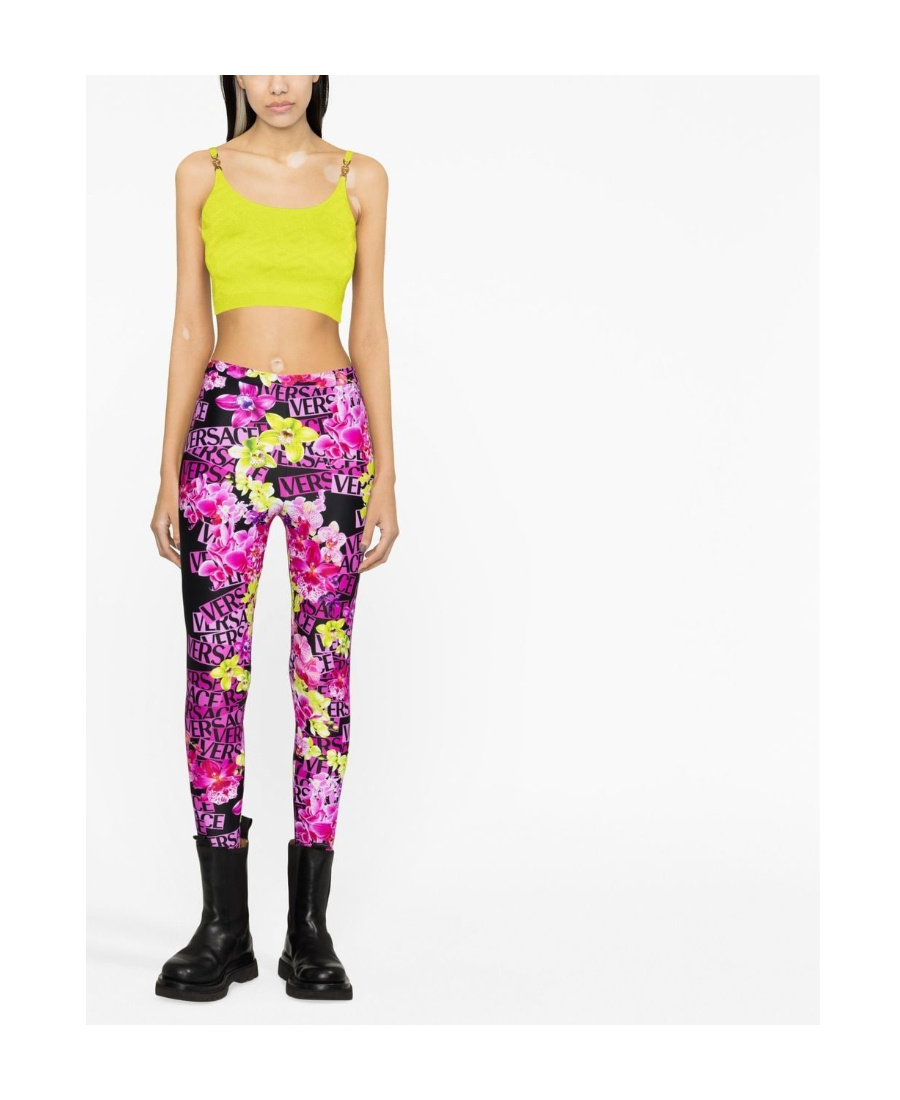 Versace Pink Orchid Leggings In Pink