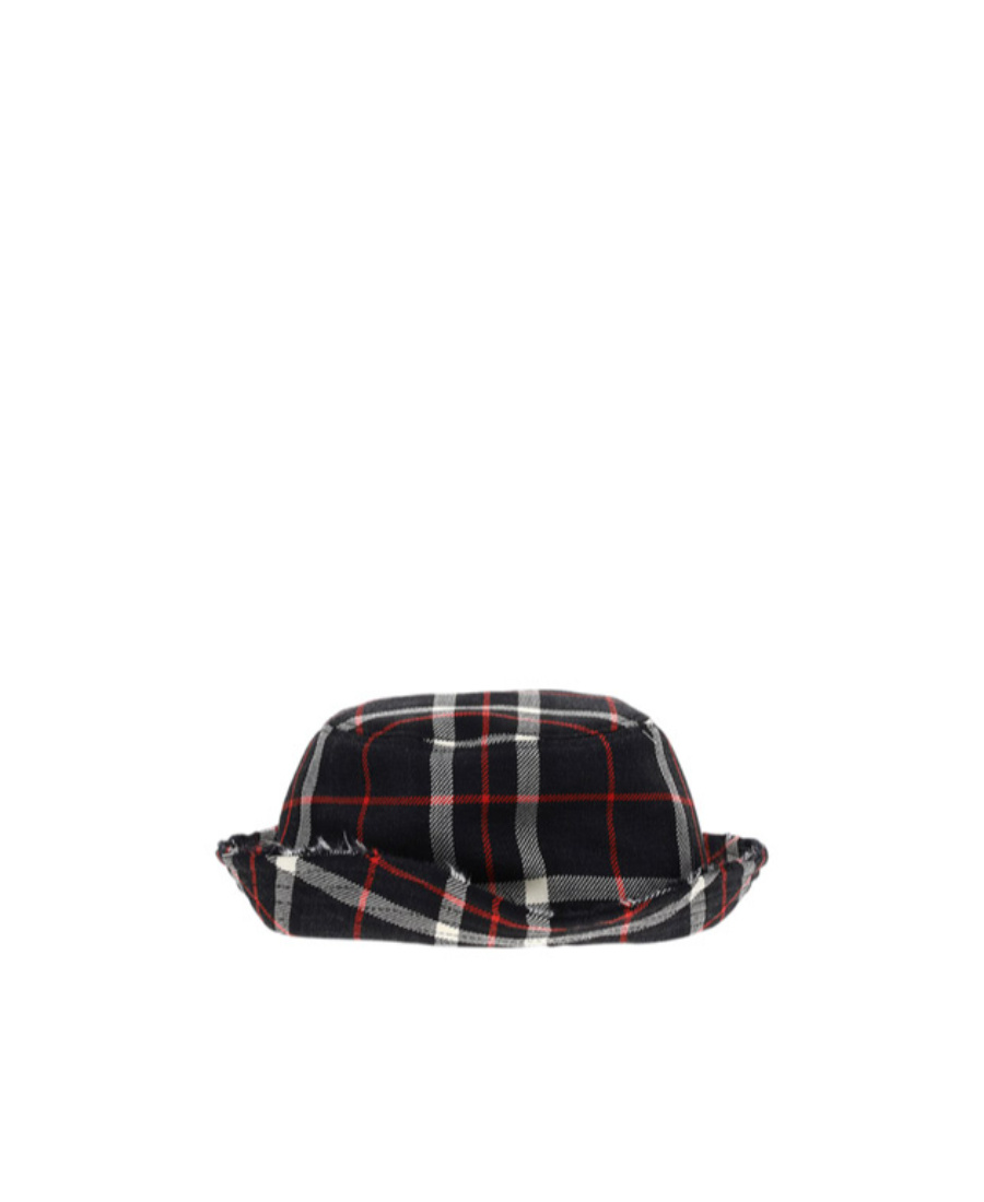 Marni Check-print Distressed-effect Cap In Black