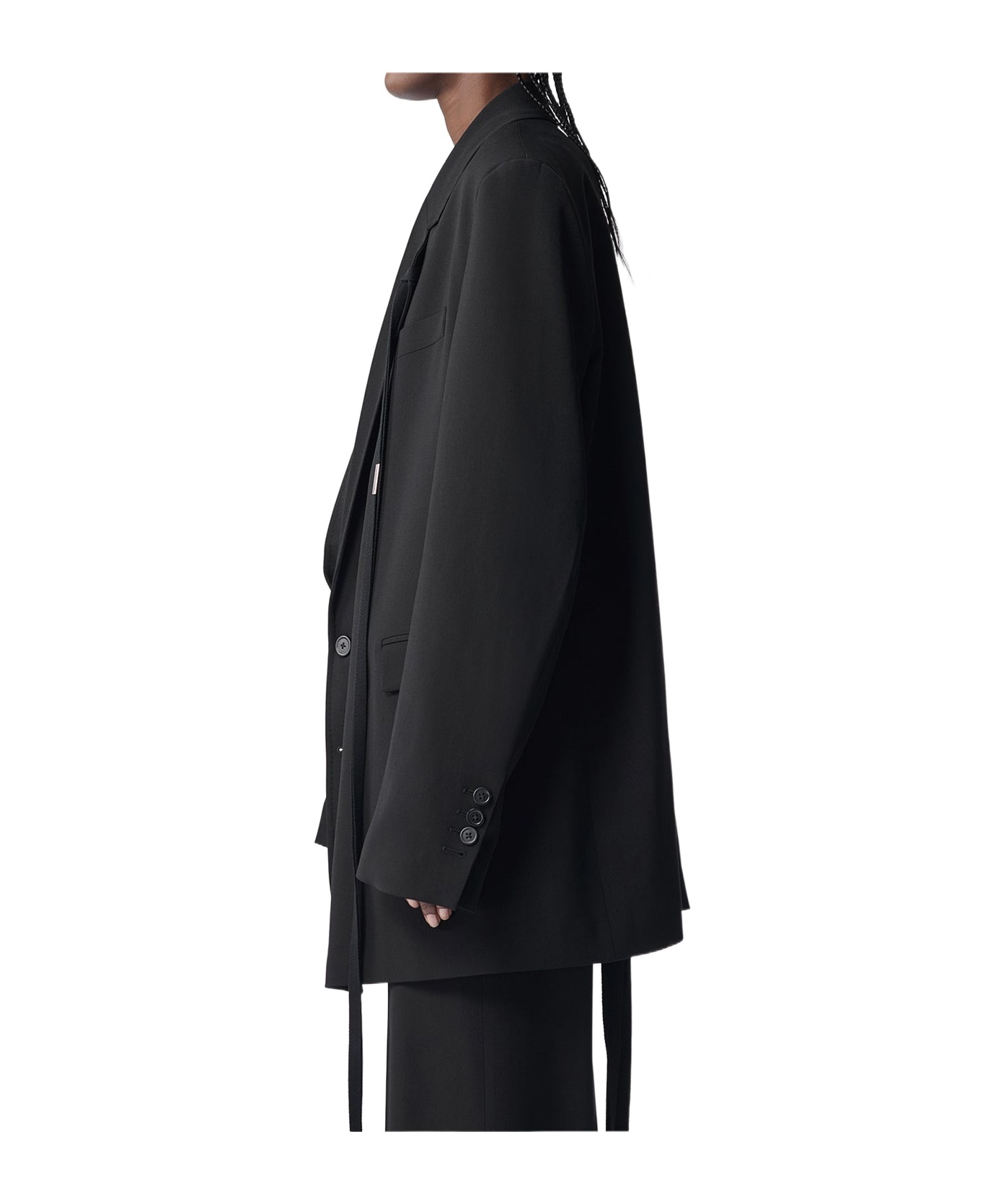 Ann Demeulemeester Agnes Waxed Cotton Voile Slouchy Jacket In Black