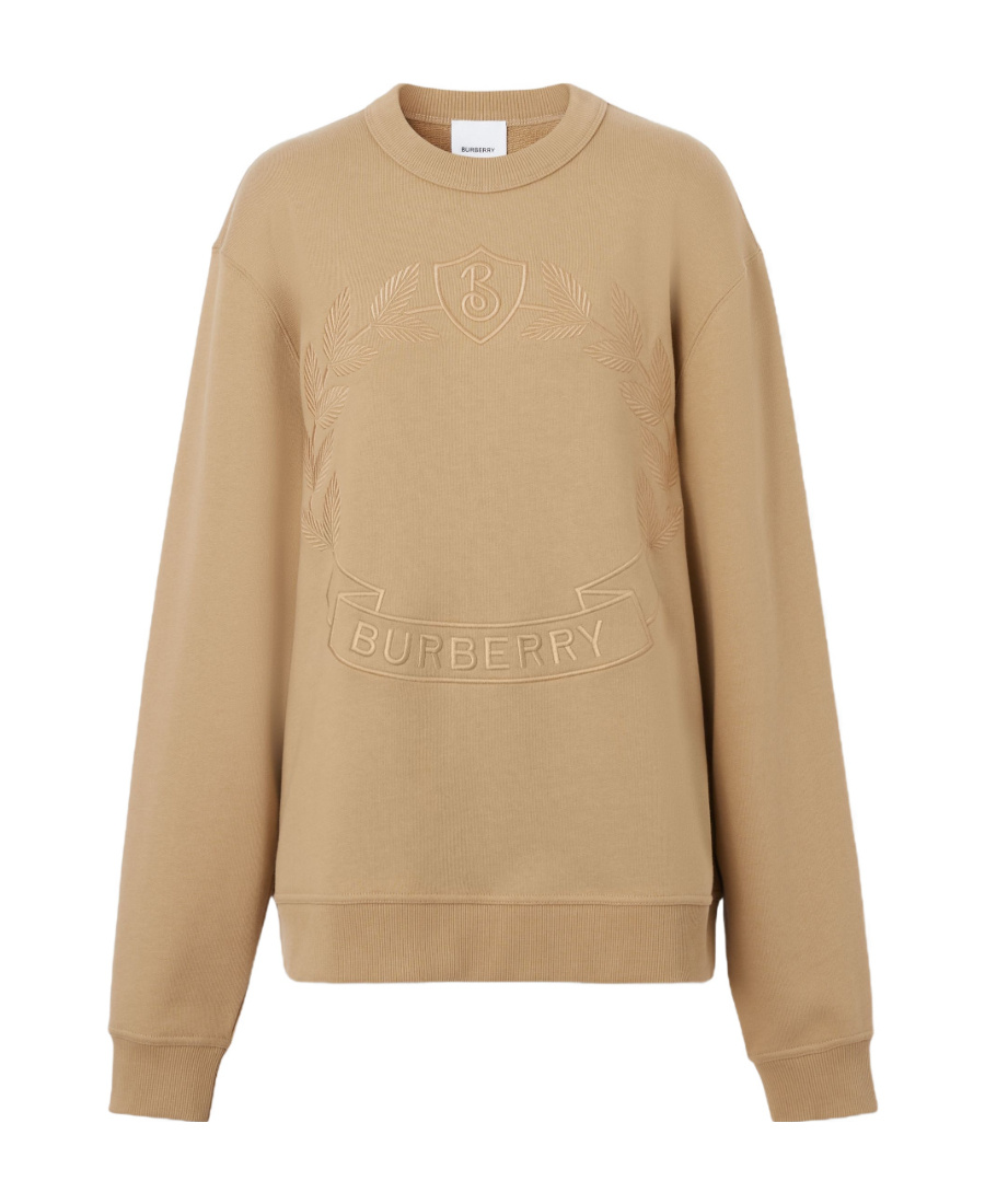 Burberry Crest-embroidered Cotton Sweatshirt In Brown