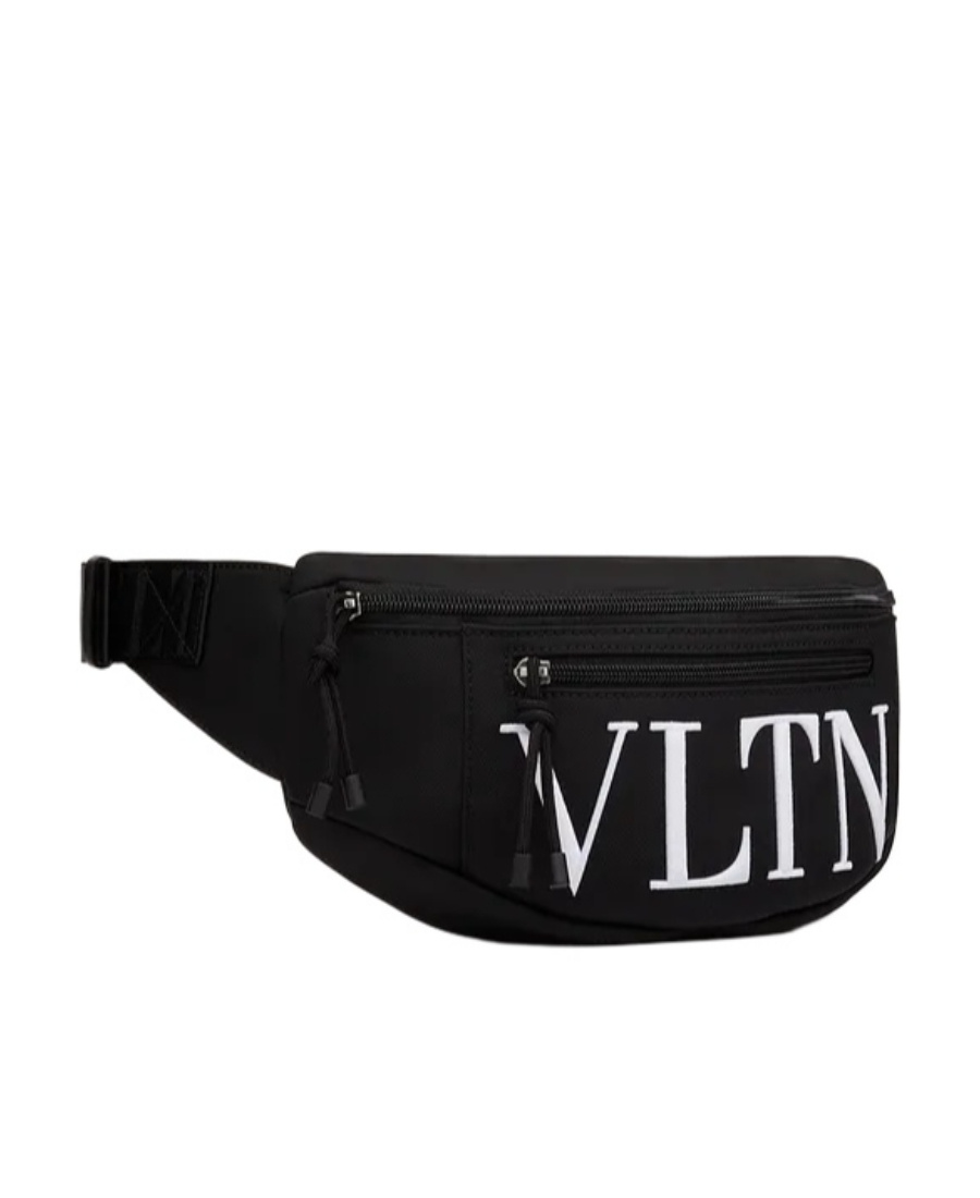 Valentino Vltn Printed Zip-up Belt Bag In Black