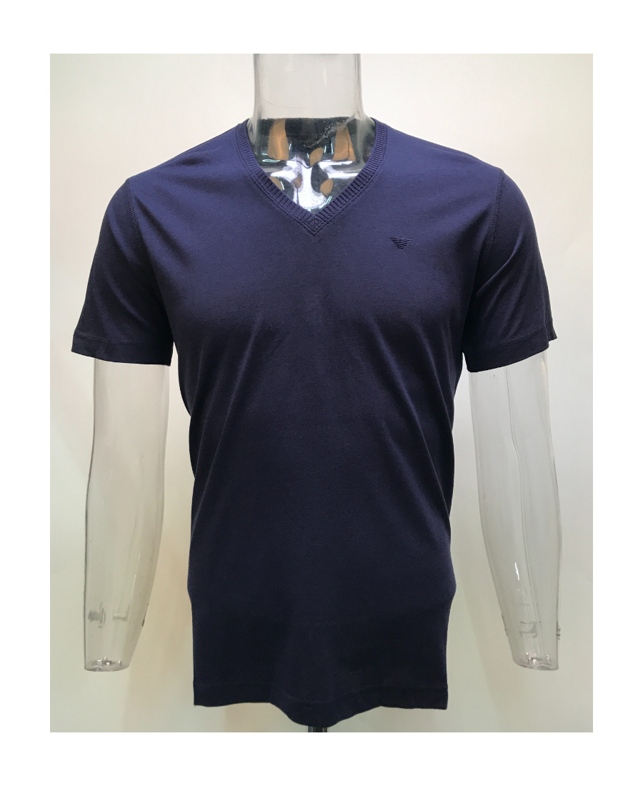 Emporio Armani Logo Rib T-shirt In Black
