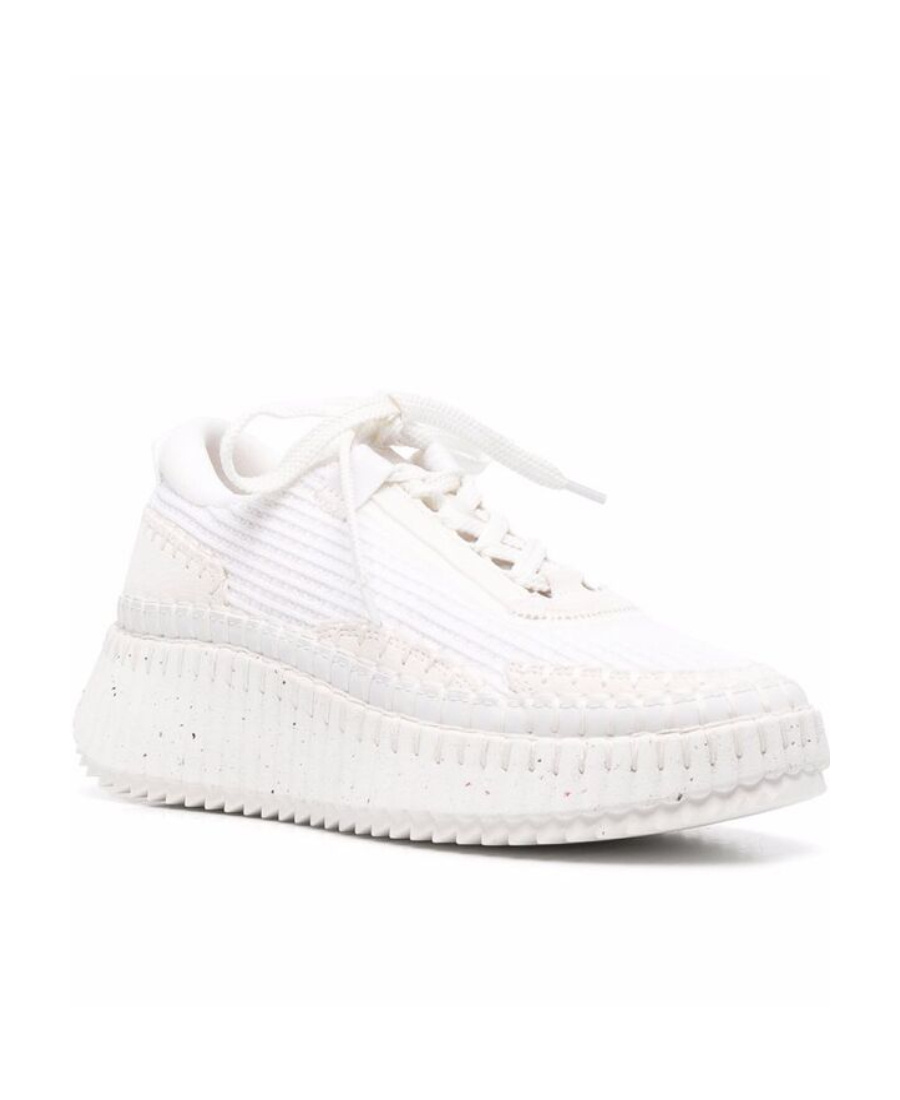 Chloé Chloe Nama Mix Material Low-top Sneakers In White