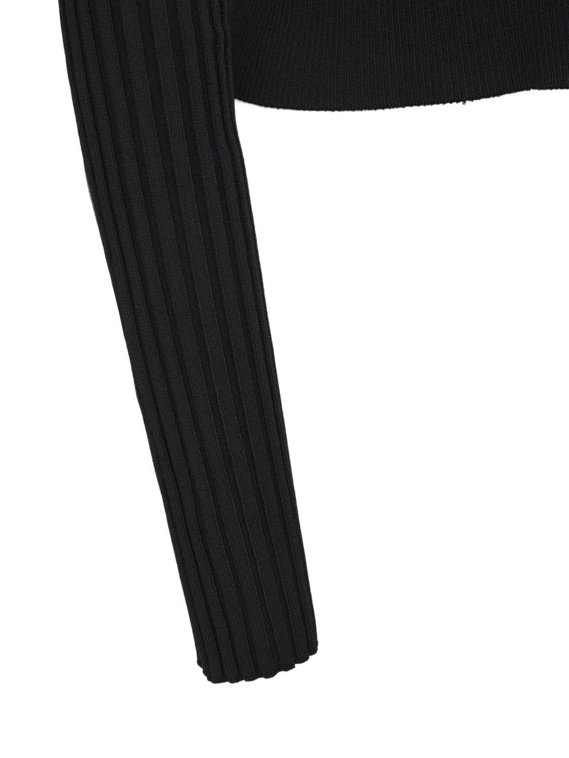 Jacquemus 'la Maille Pralu Longue' Black Ribbed Cardigan With Logo Charm Woman In Black