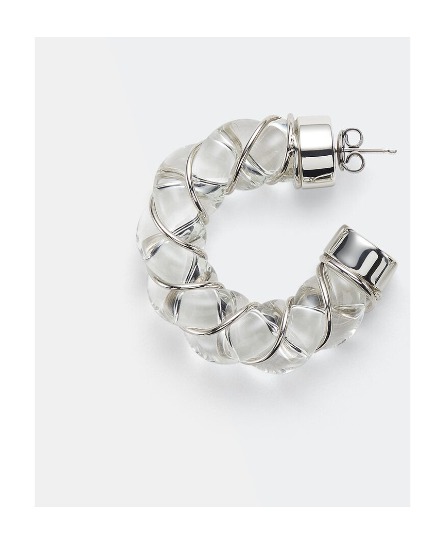 Bottega Veneta Twisted Glass Hoop Earrings In White