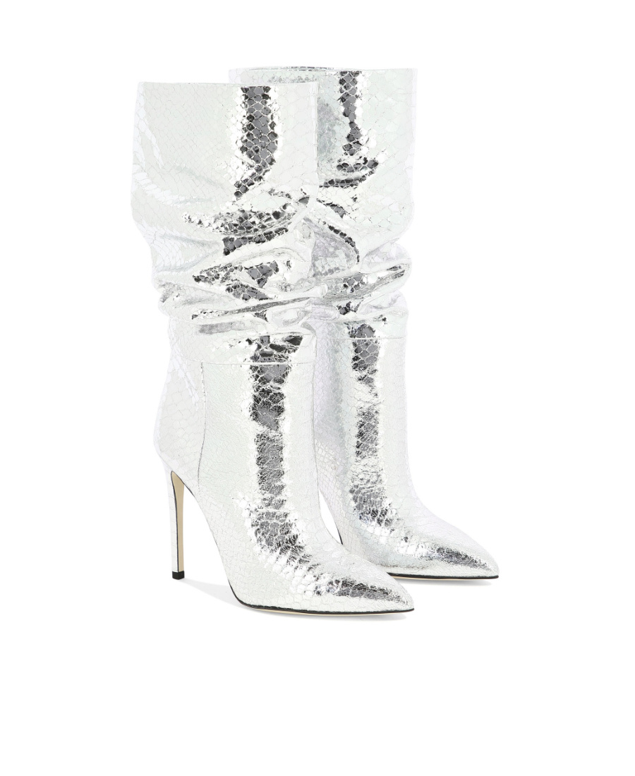 Shop Paris Texas 105mm Snakeskin-effect Metallic Boots In White