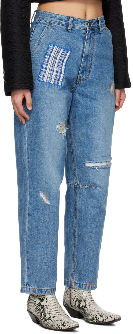 Ader Error Make Old Jeans With Logo In Blue