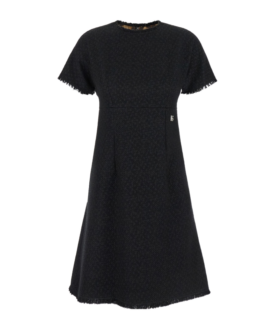 Dolce & Gabbana Midi Black Dress With Dg Detail In Black