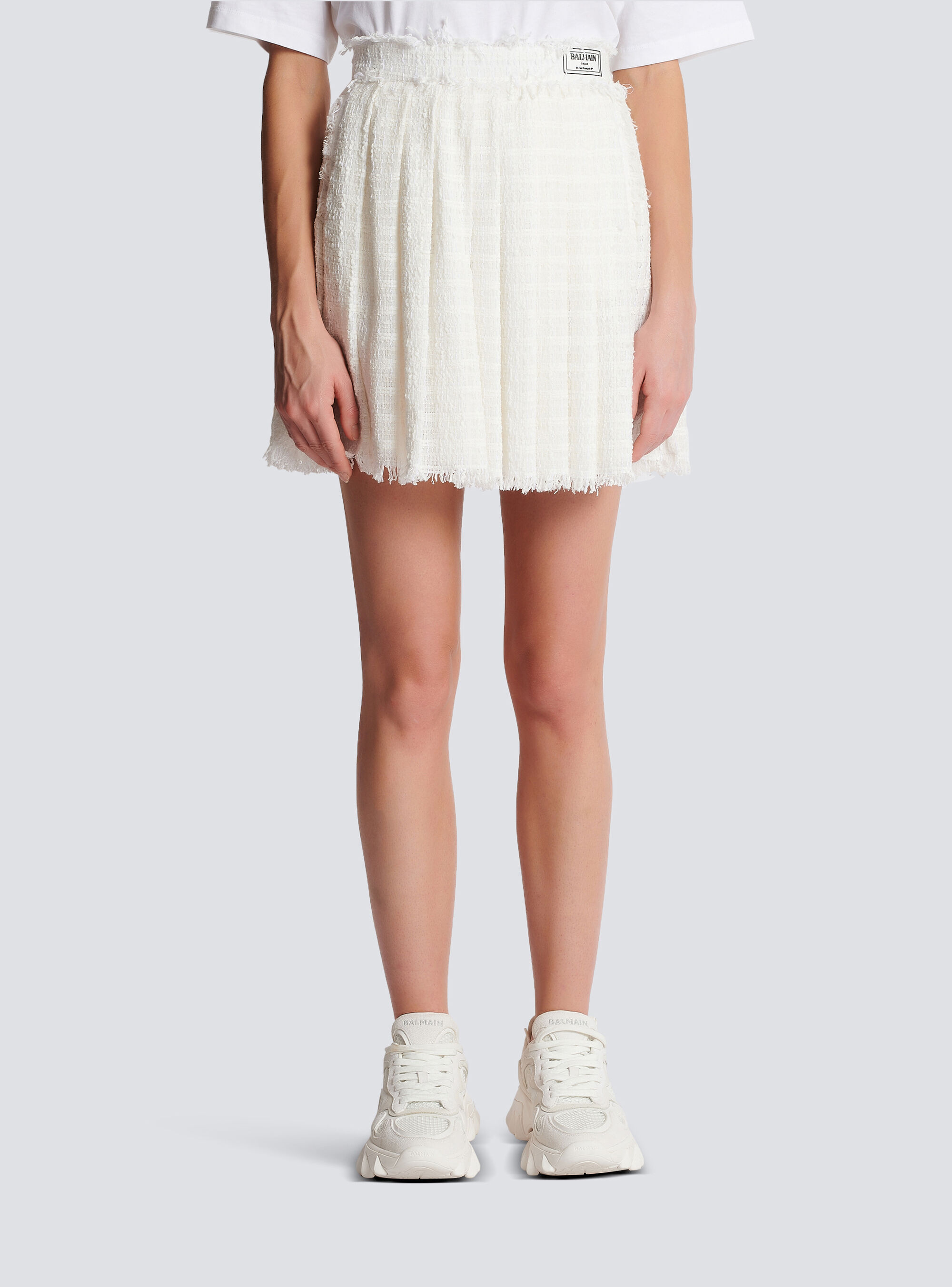 Balmain Knitted Mini Skirt In White
