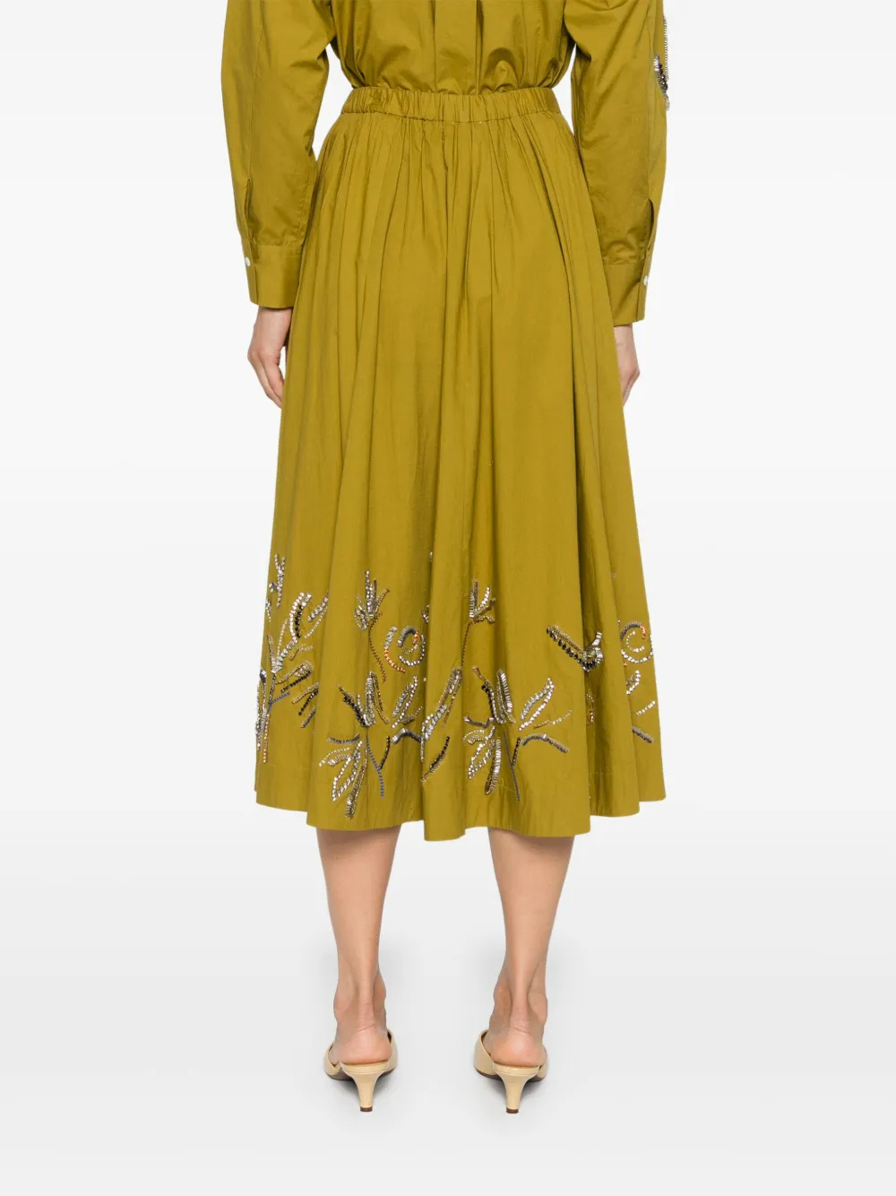 FORTE FORTE CRYSTAL-EMBELLISHED FLARED MIDI SKIRT