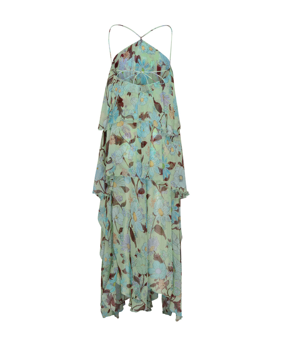 Stella Mccartney Lady Garden-print Silk Chiffon Dress In Green