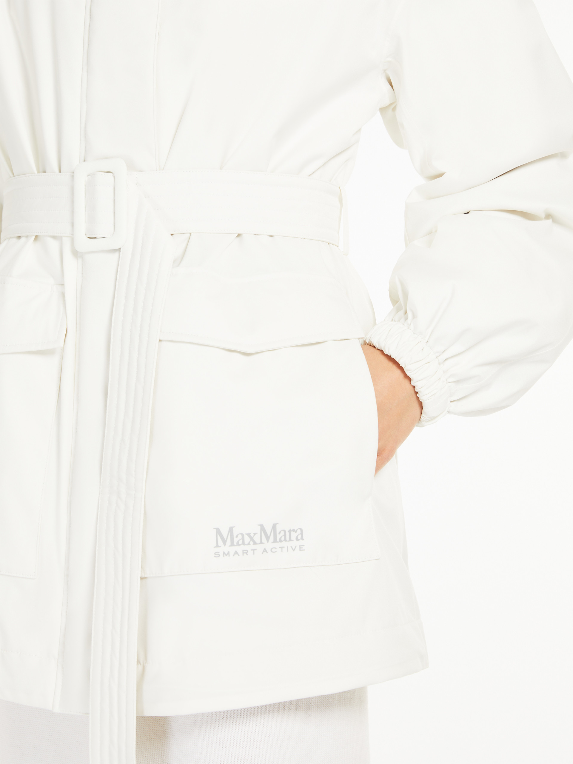 Max Mara Technology Twill Parka Coat In White