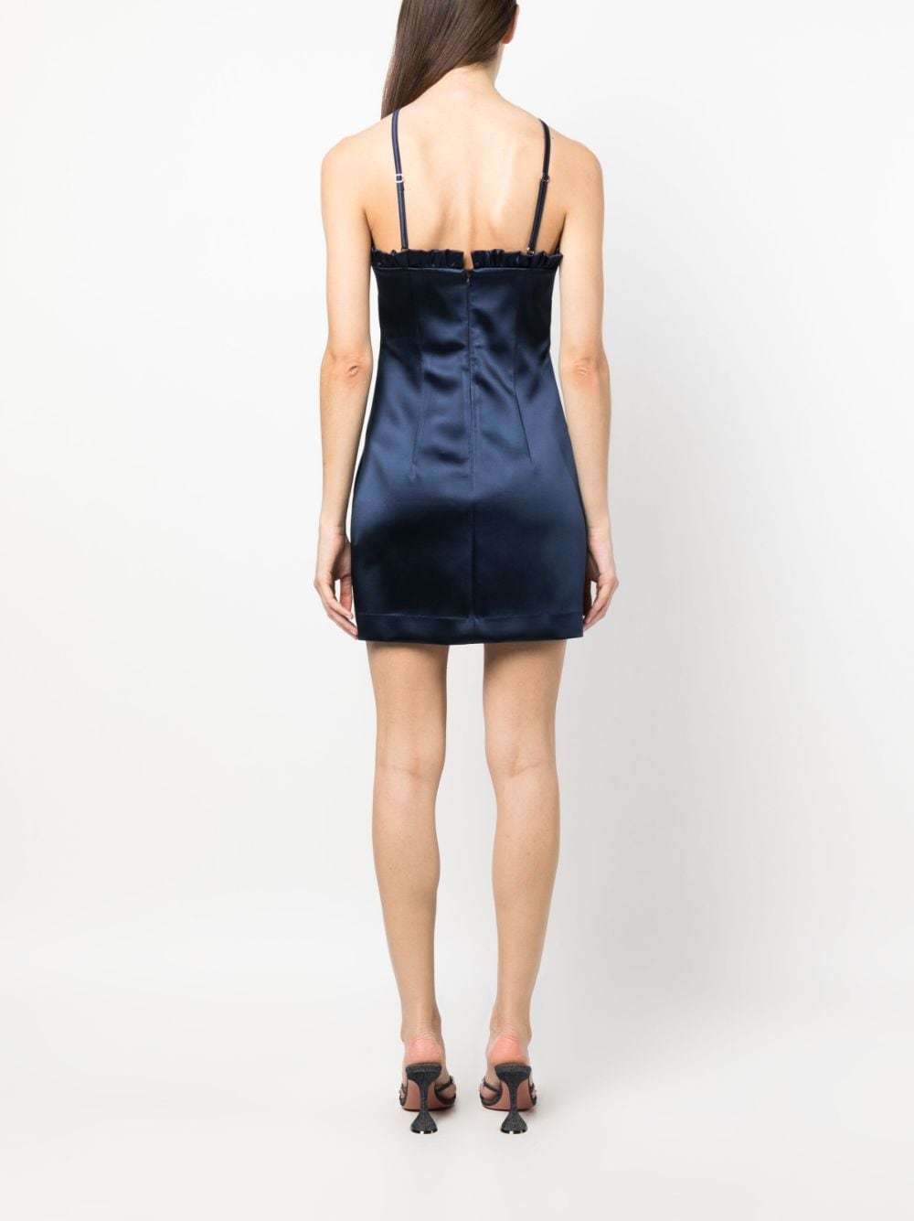 P.a.r.o.s.h . Ruffled Satin-finish Minidress In Black