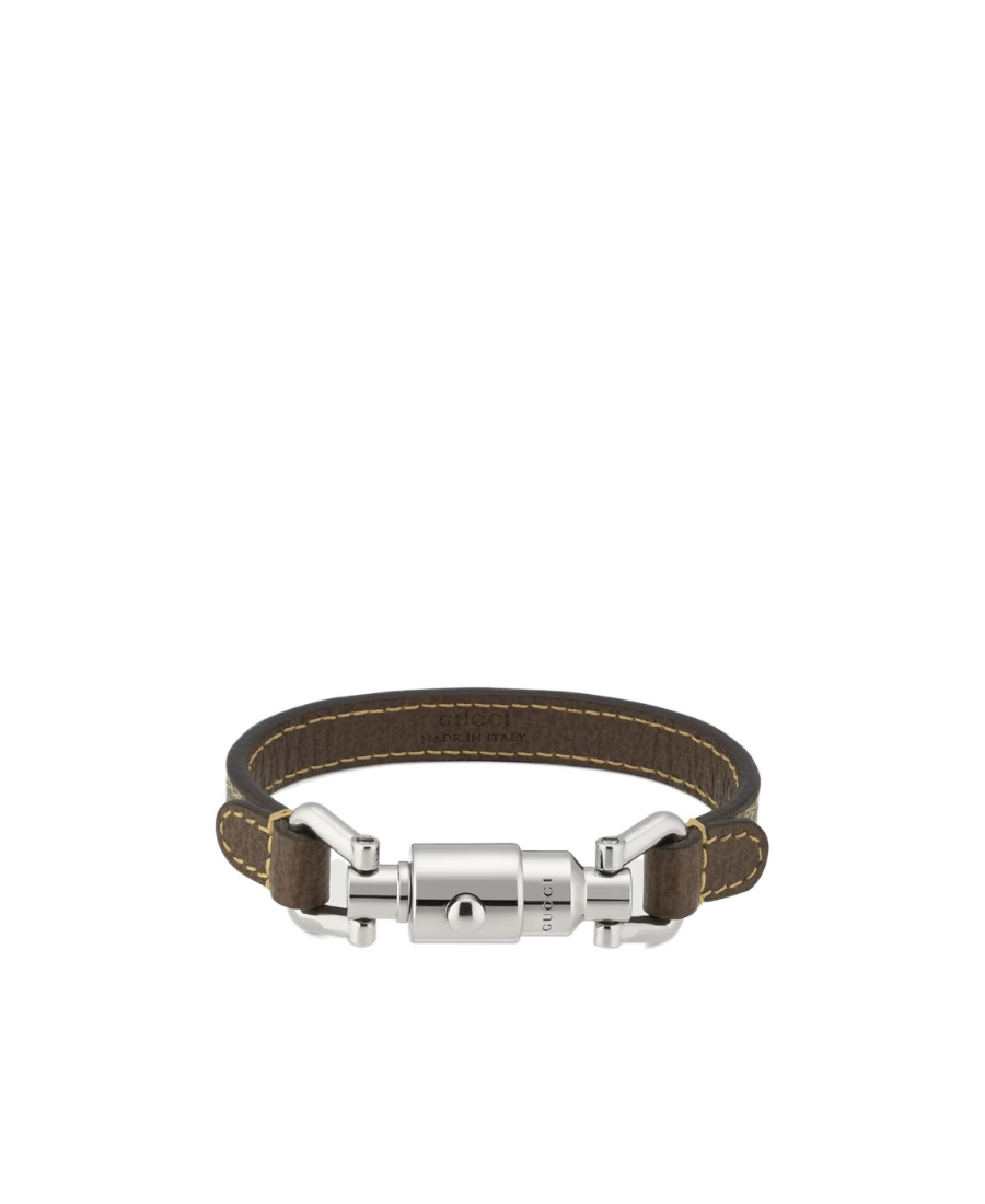 Gucci Piston-closure Leather Bracelet In Green