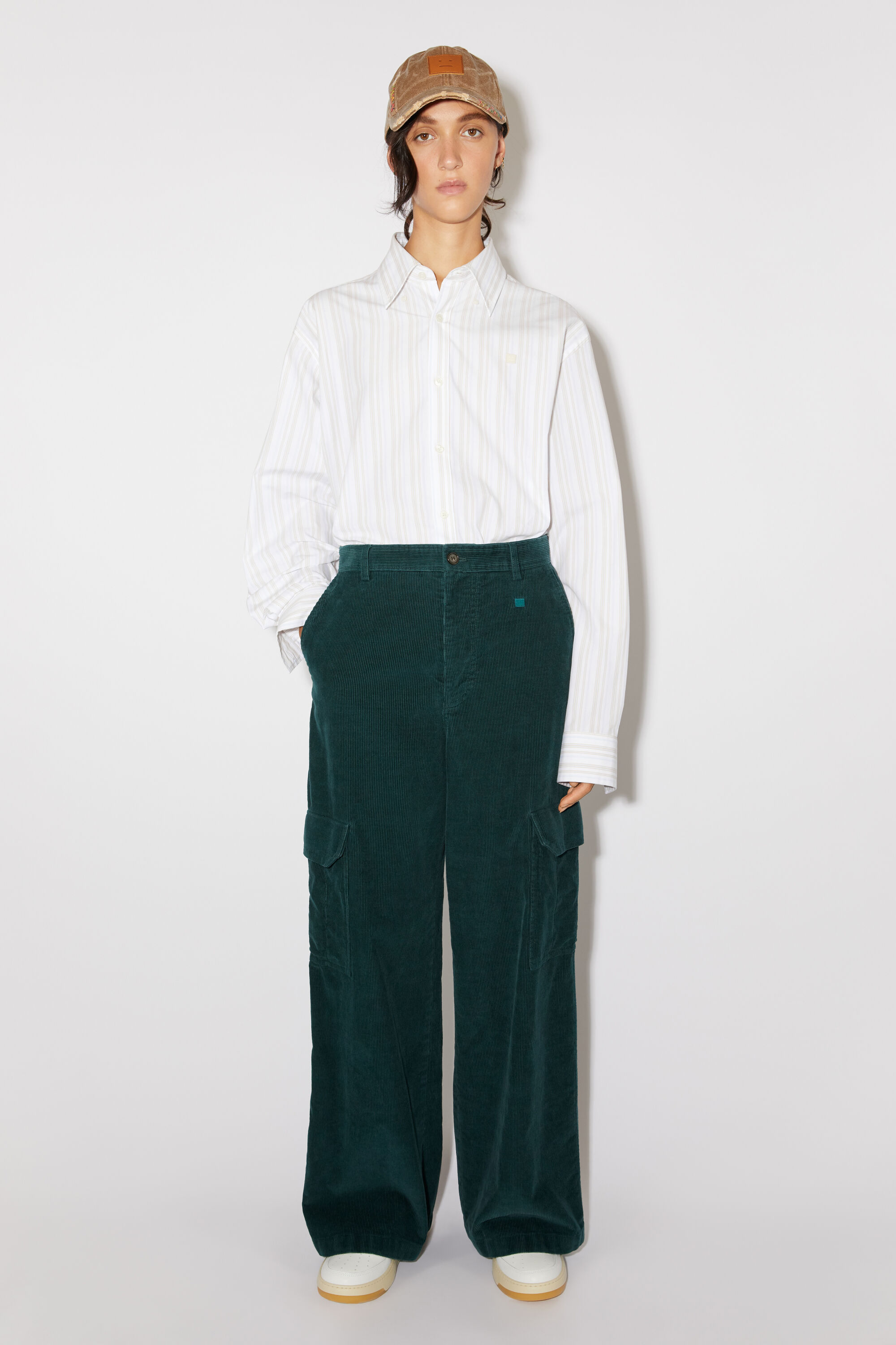 Acne Studios Logo-appliqué Cotton Shirt In White