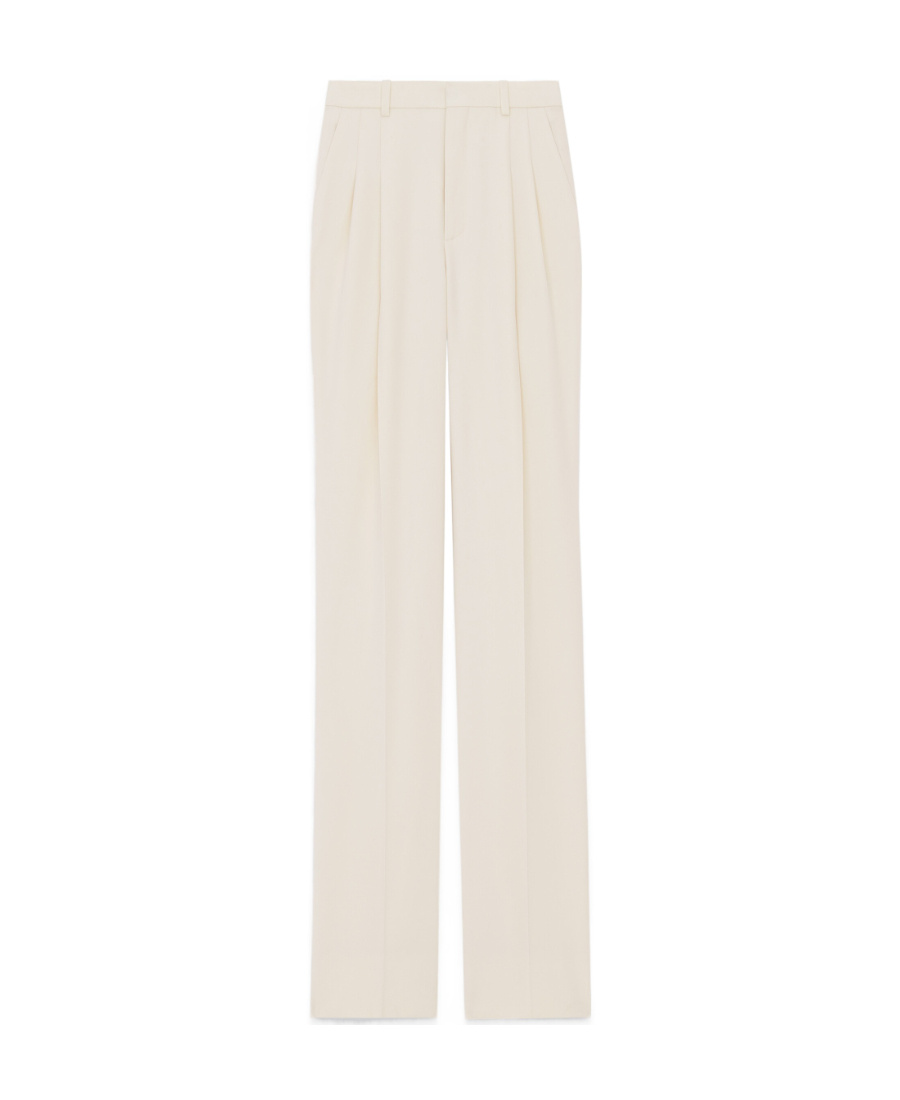 Saint Laurent Silk Wide-leg Trousers In White