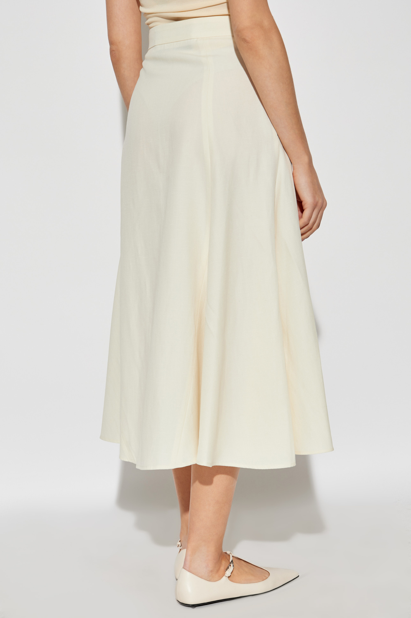 Fabiana Filippi Viscose Linen Flared Skirt In Neutral