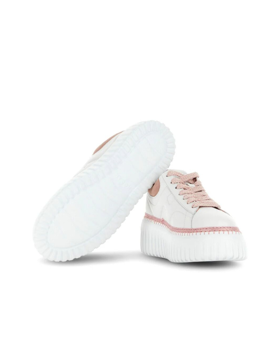 Hogan Leather H-stripes Platform Sneakers In White