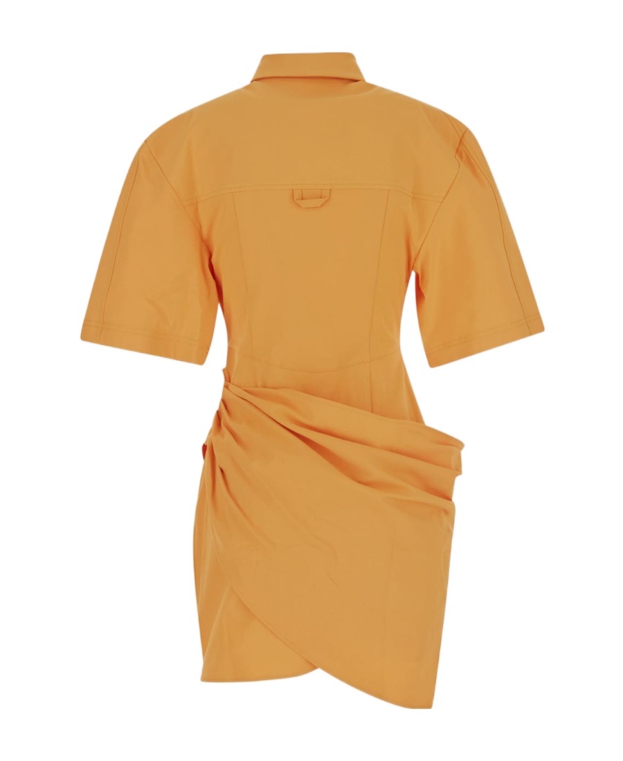 Jacquemus Camisa Draped Mini Shirt Dress In Yellow