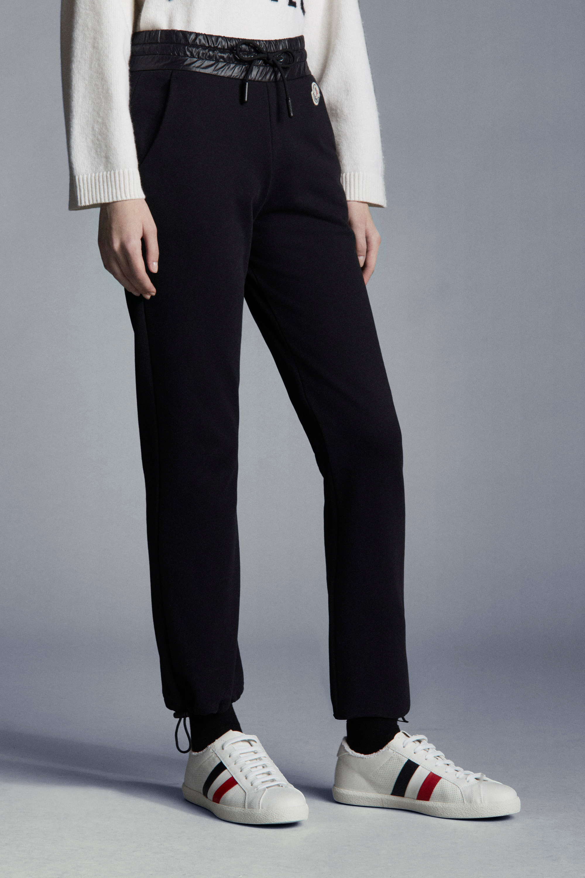 Moncler Born To Protect Logo-patch Trousers In Black