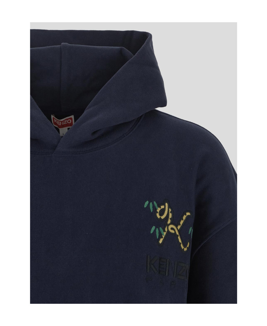 KENZO 'TIGER TAIL K' CREST OVERSIZE HOODED SWEATSHIRT