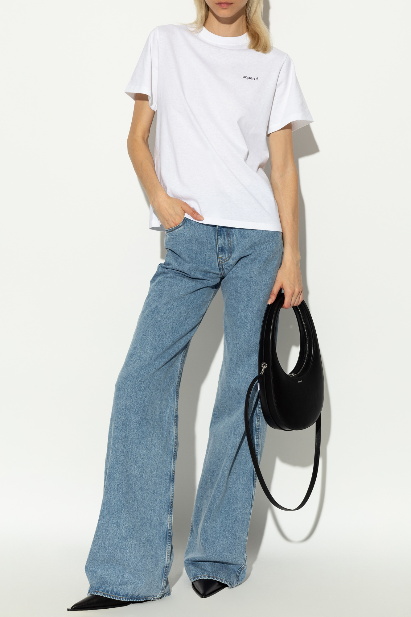 Coperni Studded Rigid High-rise Wide-leg Jeans In Blue
