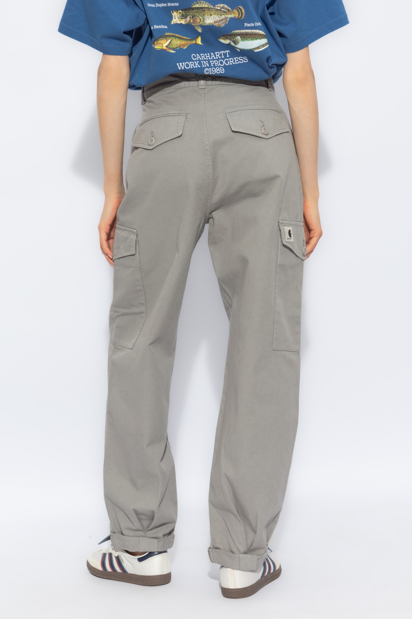 Carhartt Collins Cotton Cargo Trousers In Gray