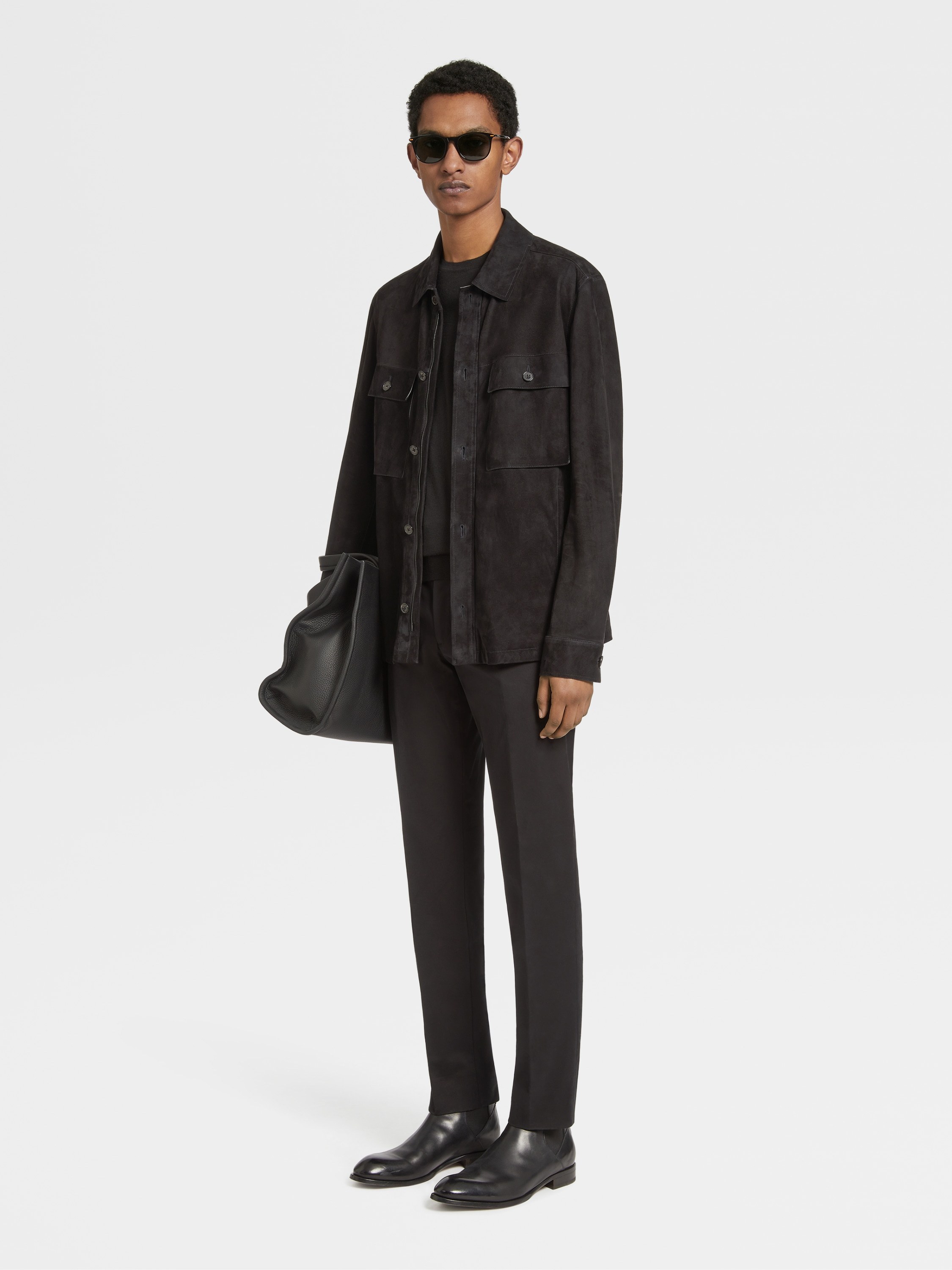 Zegna Oasi Cashmere Round Neck Sweater In Black