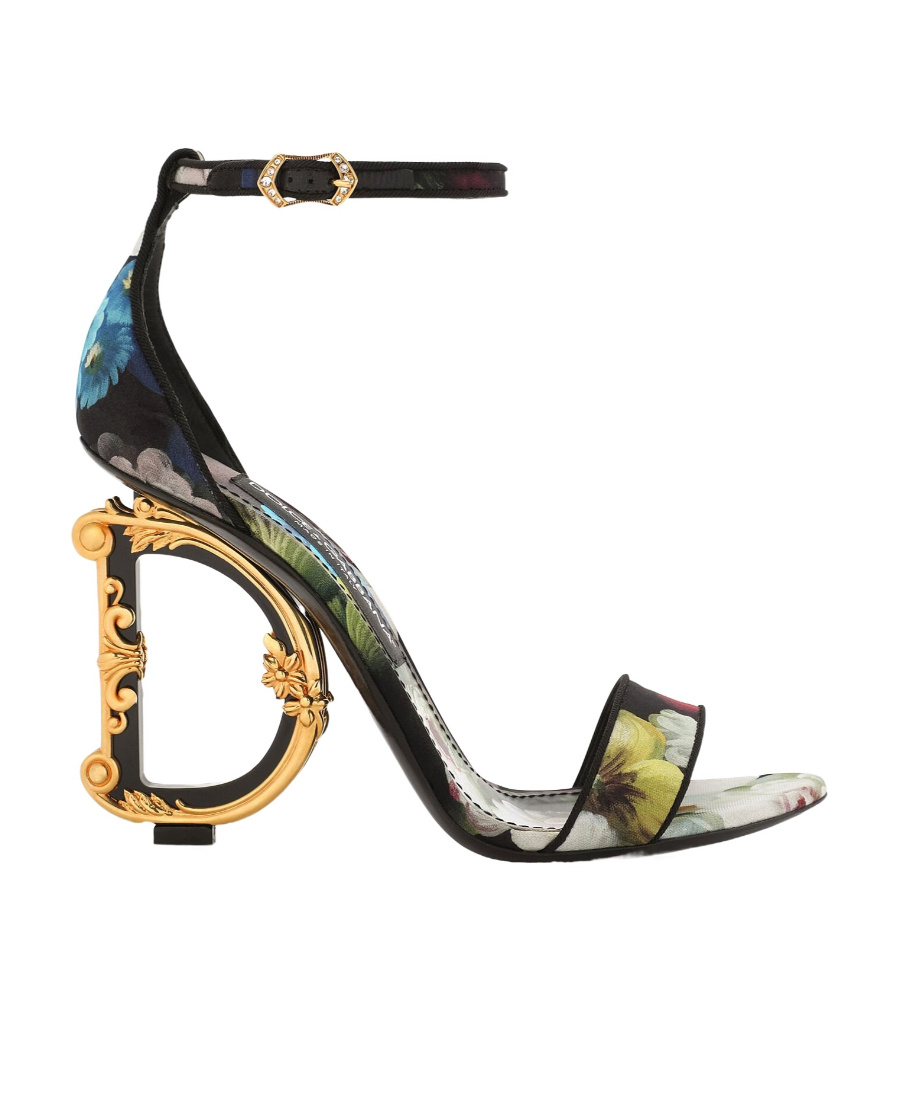 Dolce & Gabbana Keira 105 Floral Satin Sandals In Black