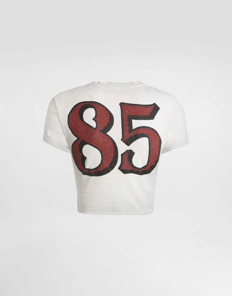 Dolce & Gabbana Graphic Print Cropped Top With Short Sleeves In White