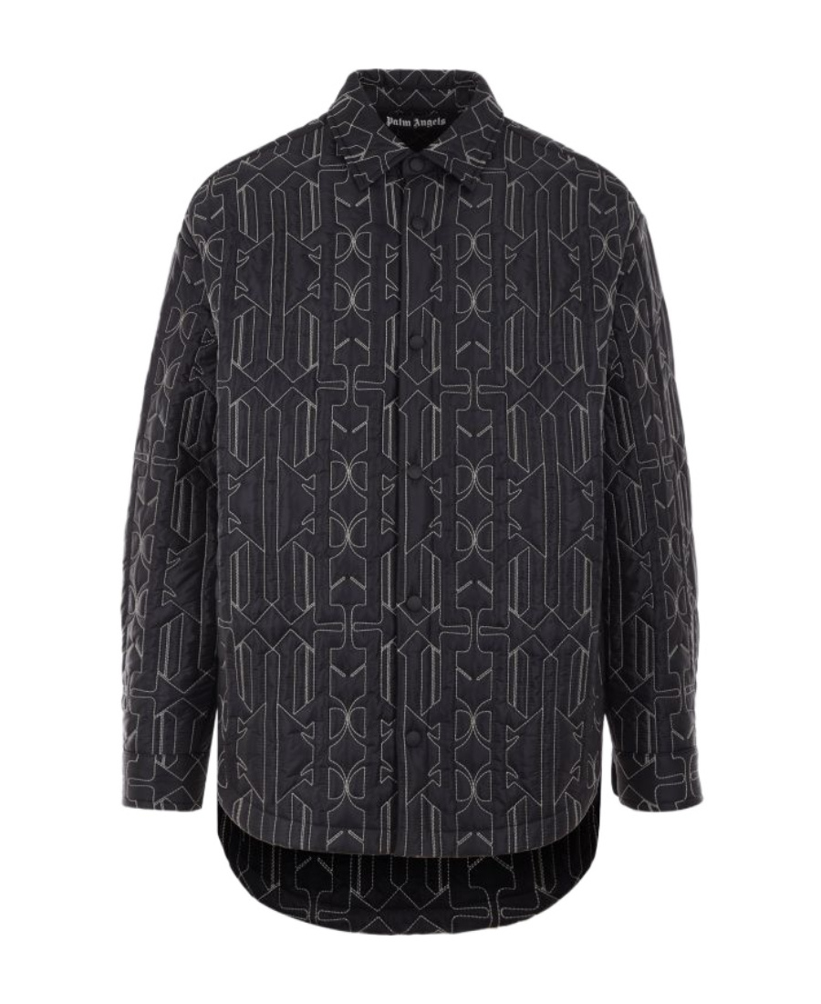 Palm Angels Quilted All Monogram Outerwear With Snap Buttons In Black