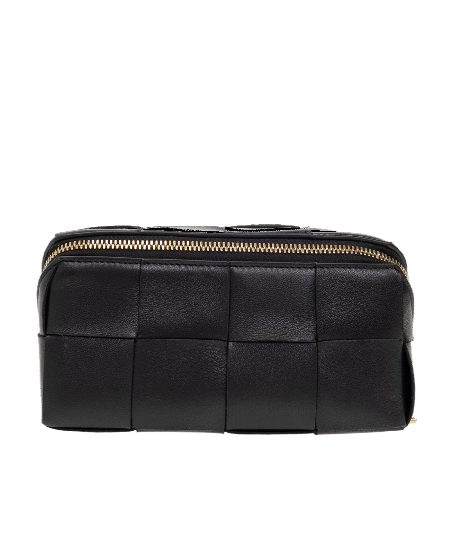 Bottega Veneta Intrecciato Leather Make Up Bag In Black