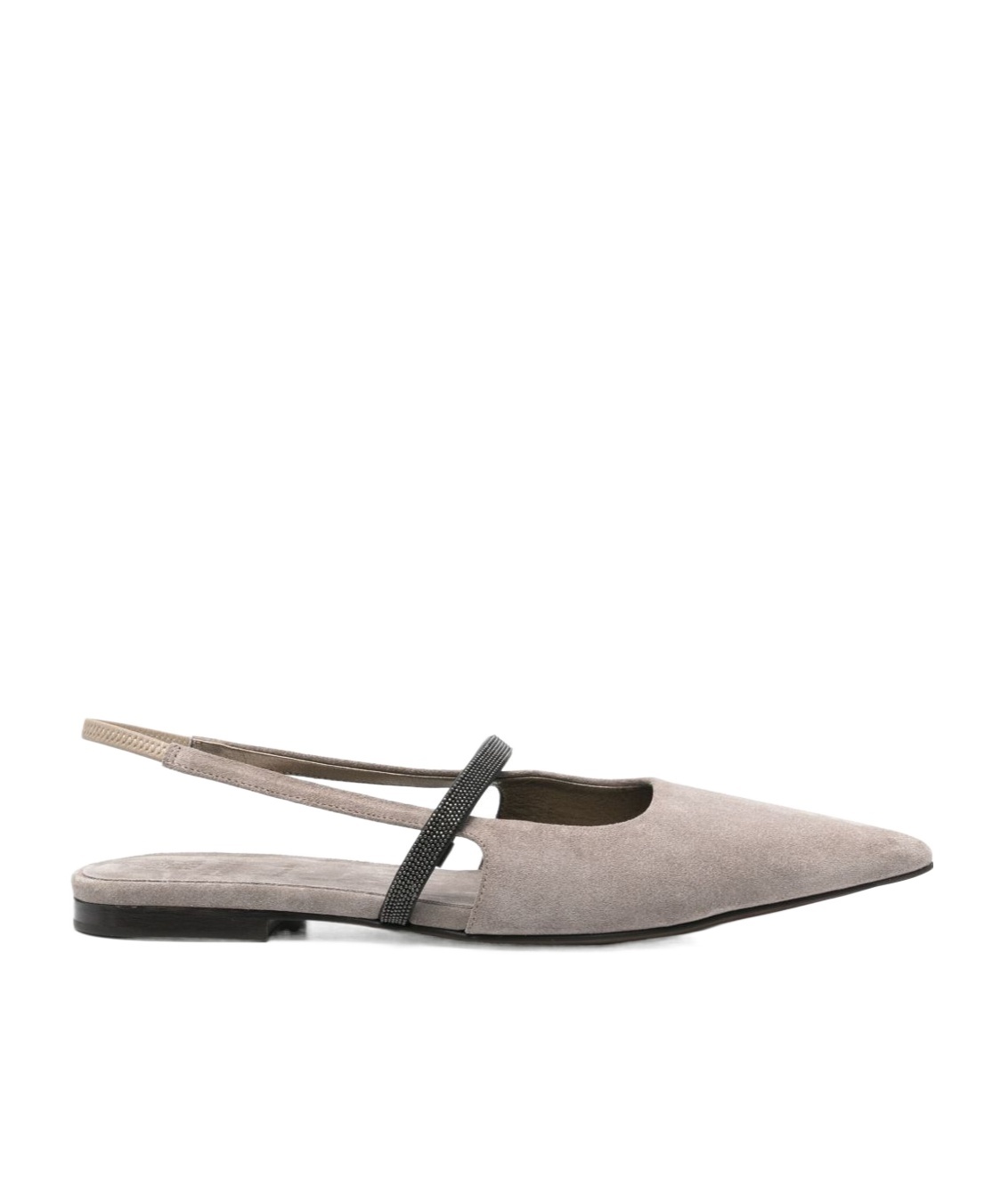 Brunello Cucinelli Slingback Flats In Gray