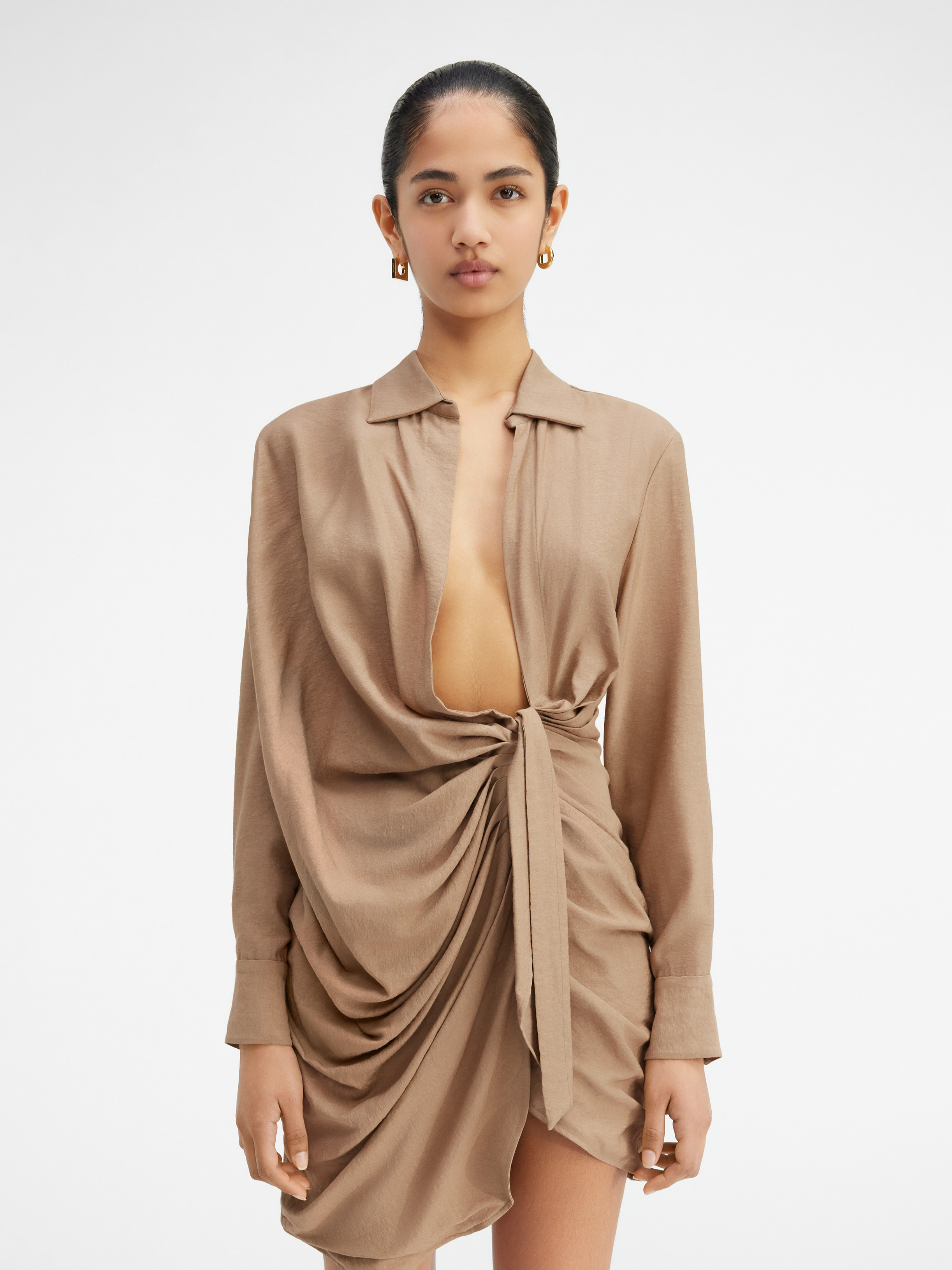 Jacquemus Beige Le Chouchou 'la Robe Bahia' Minidress In Nude