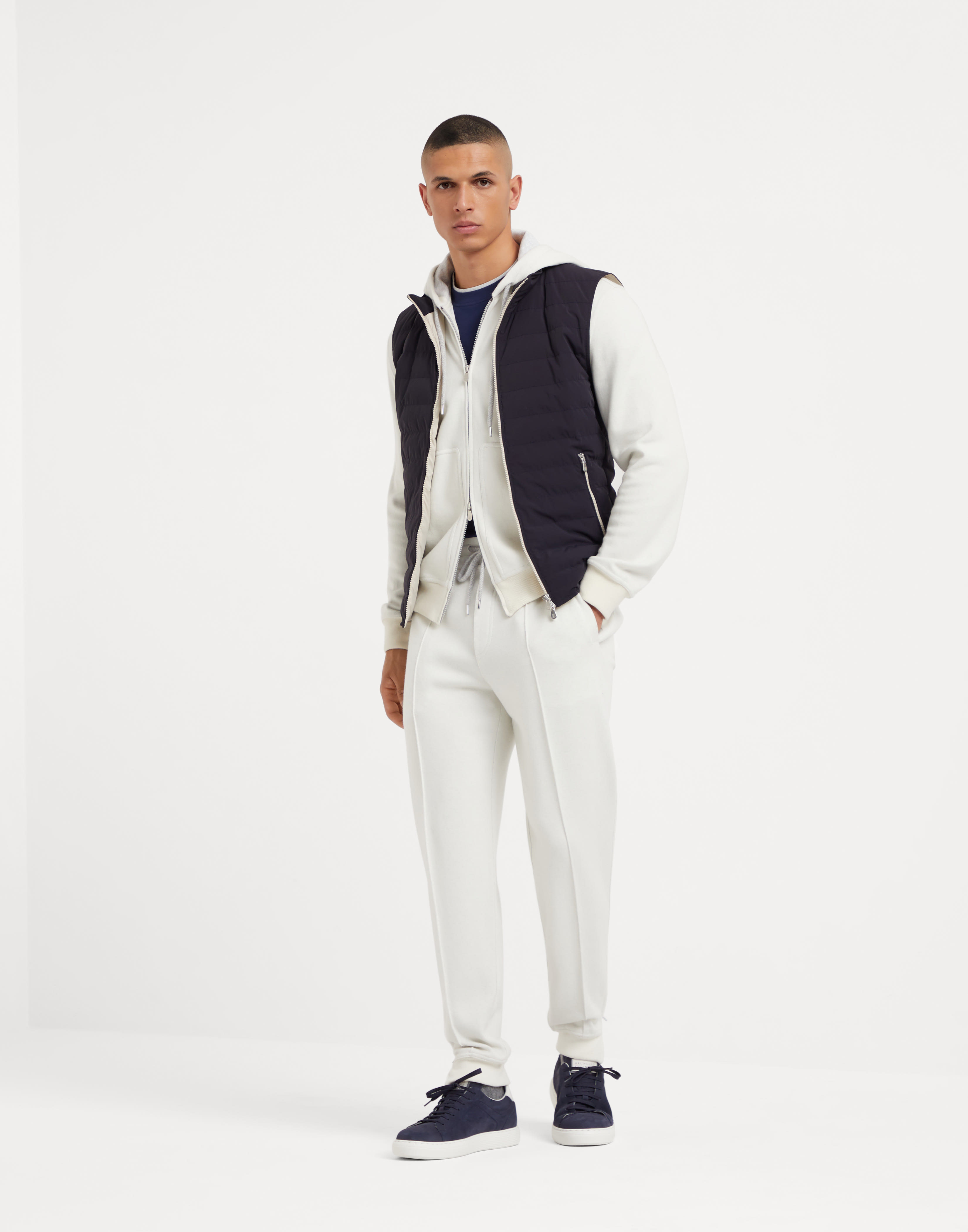 Brunello Cucinelli Cashmere-terry Cotton Zip-up Hoodie In White